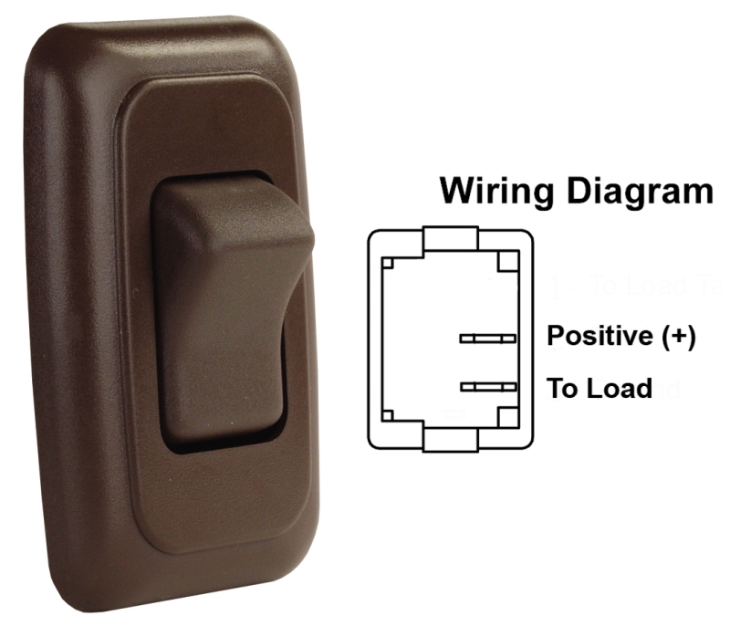 SWITCH ASSEMBLY SINGLE ON/OFF ROCKER SWITCH WITH BEZEL  BROWN