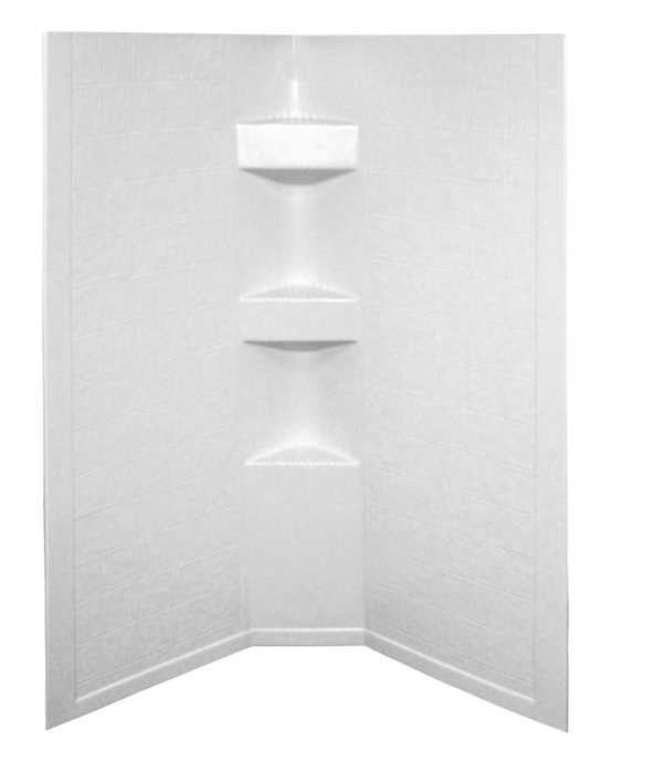 Neo Angle Shower Surround - Slate Parchment - 34" x 34" x 68" - 9.5 Apron