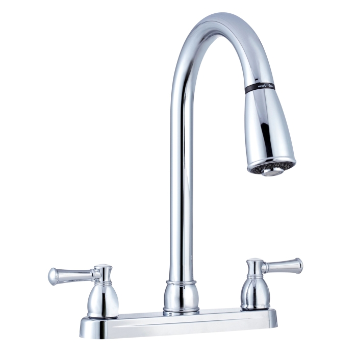 Non-Metallic Dual Lever Pull-Down RV Kitchen Faucet - Chrome Polished