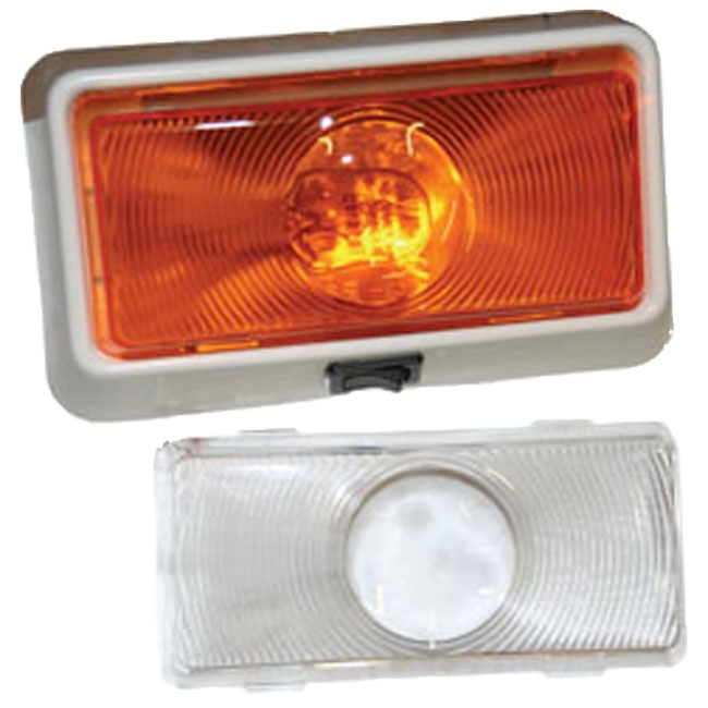 PORCH LIGHT 12 V W/ SWITCH W/ AMBER LENS