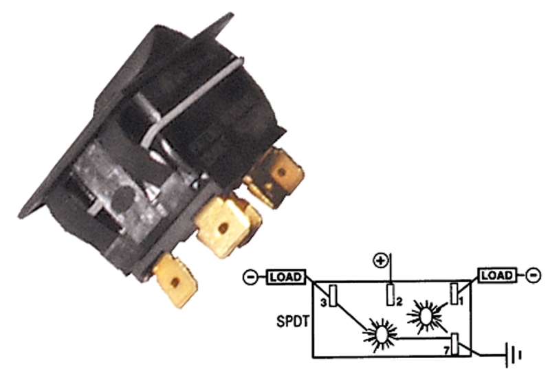 SWITCH - SOFT SPOT ILLUMINATED ROCKER - ON-OFF-ON (SINGLE POLE)