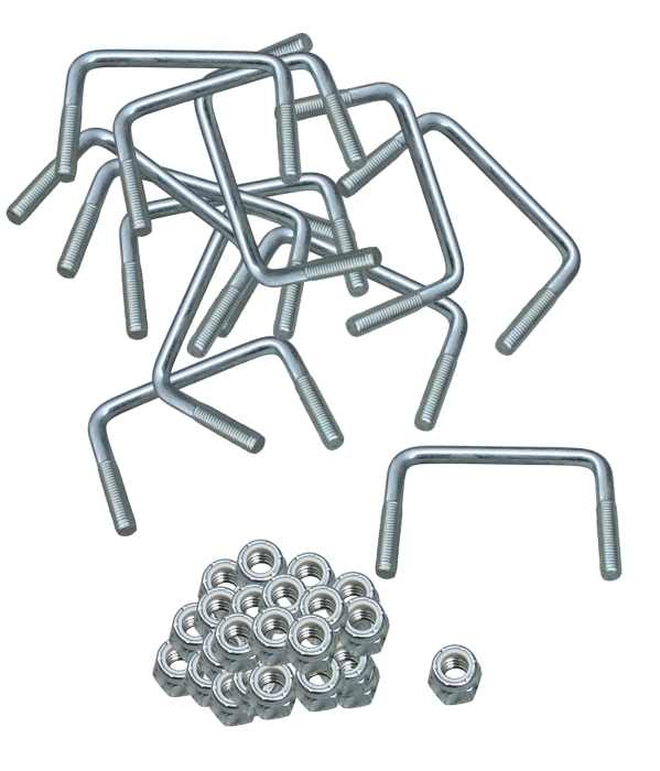 U BOLTS SQUARE WITH NUTS - 3/8"-16 STANDARD - LEG LENGTH: 3-7/8" - BETWEEN LEG: 3-1/16" BOX OF 12