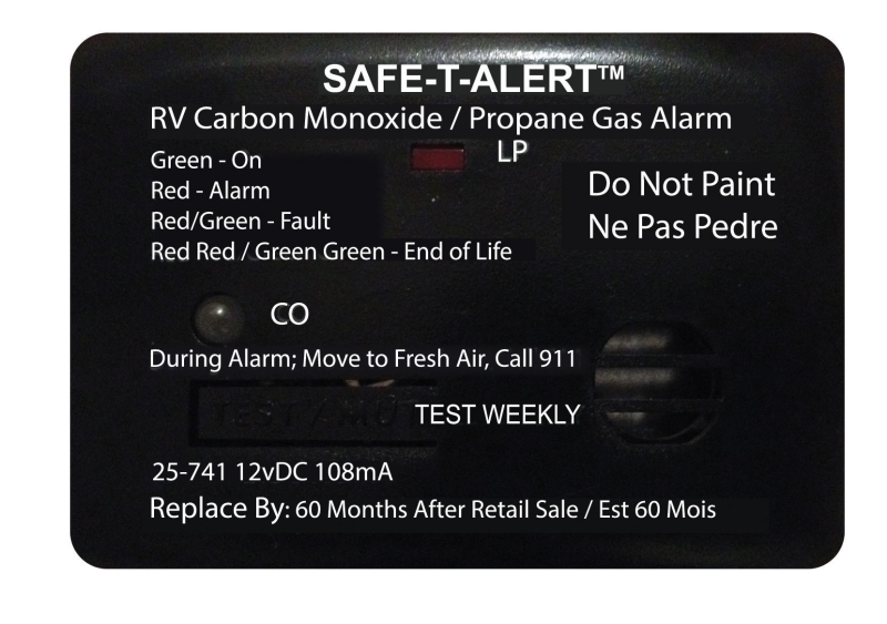 RV Dual Carbon Monoxide/Propane Alarm - Mini Black Surface Mount 12vDC Hard Wire