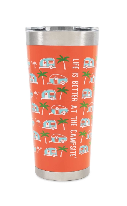 LIBATC Wrapped Tumbler - Pink Palm Tree Pattern 20 Oz.