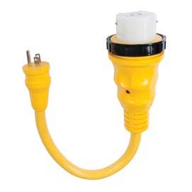 Adapter - 50 Amp 125/250V Female Connector to 15 Amp Straight Blade