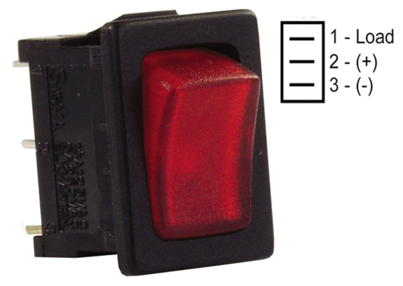 SWITCH MINI ILLUMINATED RED/BLACK 12V 1/PKG