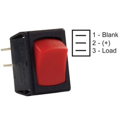 SWITCH MINI ON/OFF RED/BLACK 12V 1/PKG
