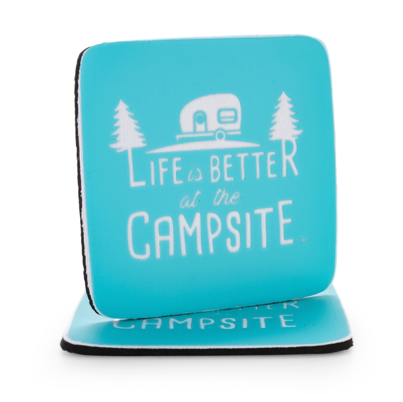 Coaster Neoprene - Blue Design "Life Is Better At The Campsite"