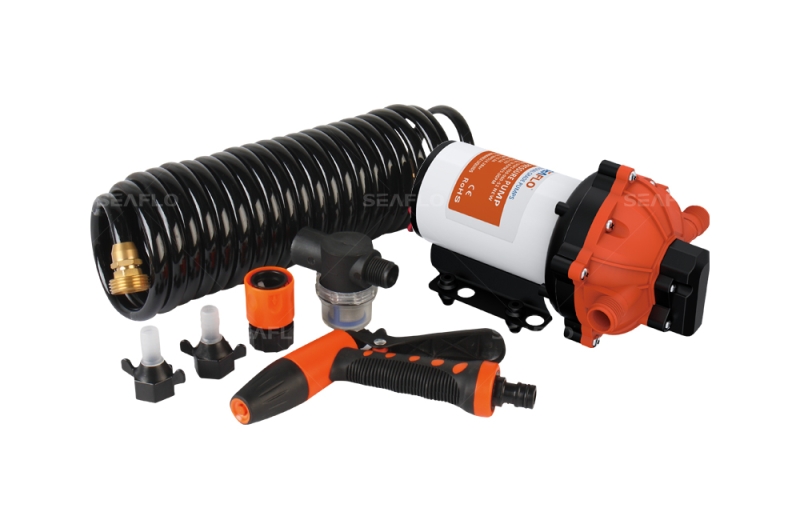 Seaflo 55-Series 5.5 GPM Washdown Pump Kit with Coiled Hose