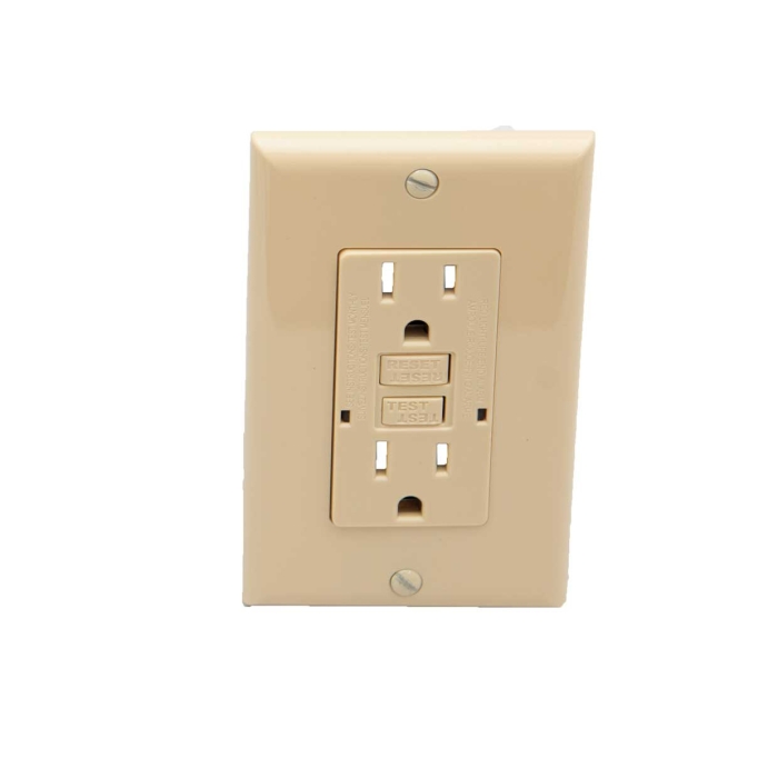 Dual GFCI Outlet with Cover Plate - Ivory