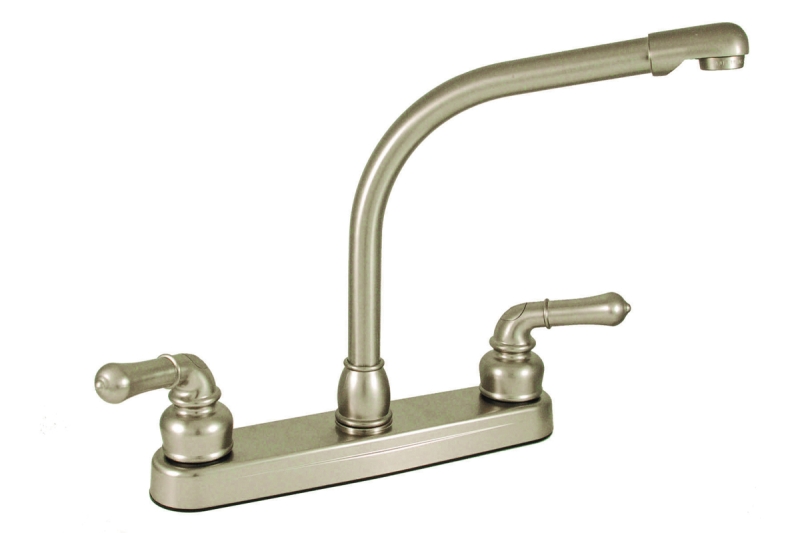Faucet - Kitchen 8" Non-Metallic w/Teapot Handles and Hi-rise Spout Brushed Nickel Finish