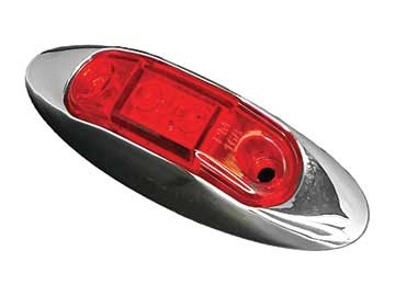 Oblong LED Marker Light  Red  Chrome Bezel