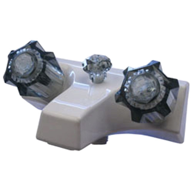 FAUCET - TUB/SHOWER - WHITE W/ SMOKED GRAY HANDLES