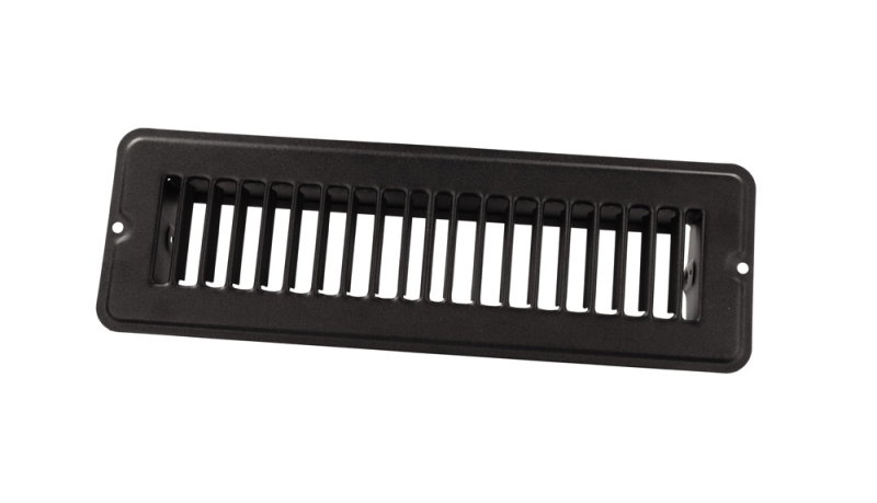 Metal Floor Register - Undampered 2" x 10" Black