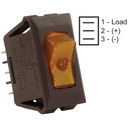 SWITCH ON/OFF ILLUMINATED AMBER/BROWN 1/PKG 12V
