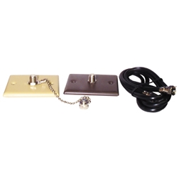 CABLE TV LEAD IN KIT - BEIGE EXTERIOR PLATE  WALNUT INTERIOR PLATE