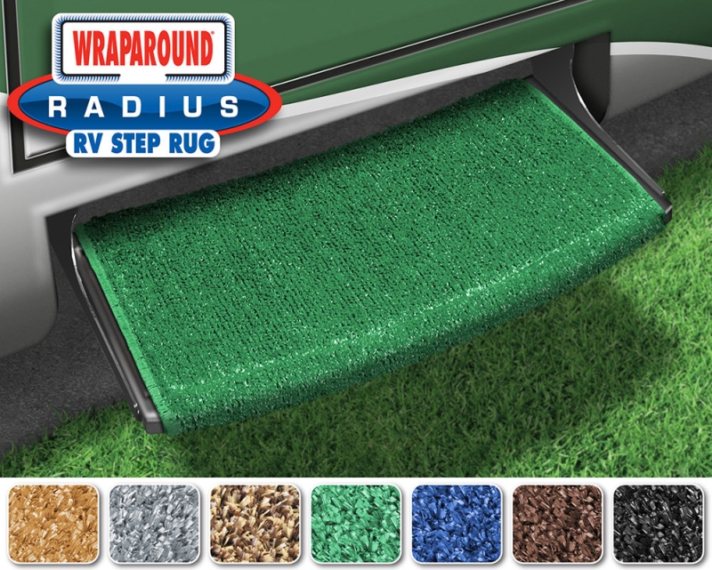 22" WRAPAROUND RADIUS RV STEP RUG - GREEN