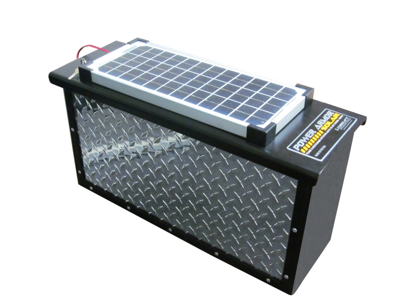 PowerArmor Solar Locking Battery Box for 6 and 12 Volt Battery 26.5" Length - Black