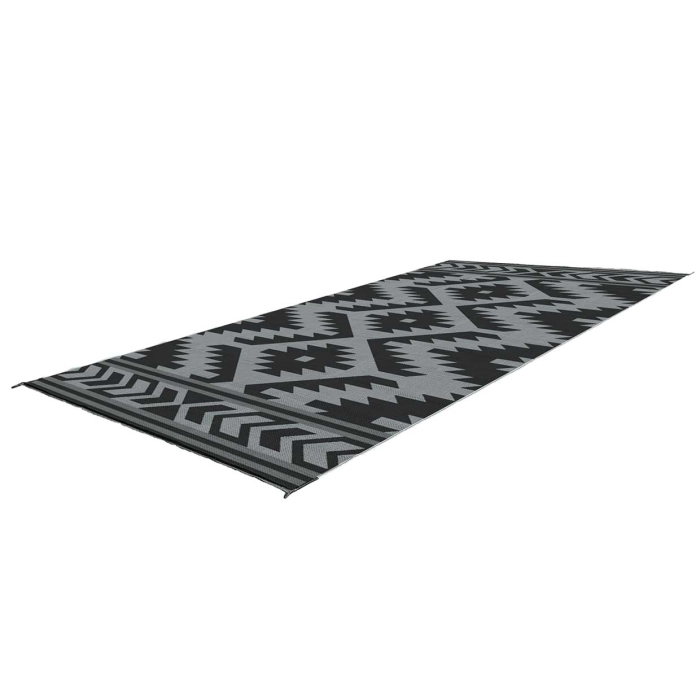 Sante Fe Boho Outdoor Mat 18' x 9' Black/Grey