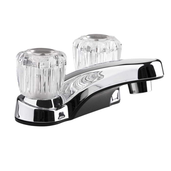 RV Lavatory Faucet w/Crystal Acrylic Knobs - Chrome Polished