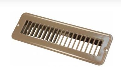 Metal Floor Register  Undampered - 2" x 10" - Brown