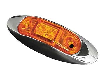 Oblong LED Marker Light   Amber  Chrome Bezel
