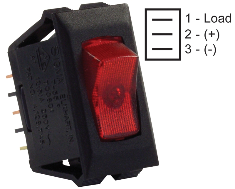 SWITCH ON / OFF ILLUMINATED RED / BLACK  120V (1pk)