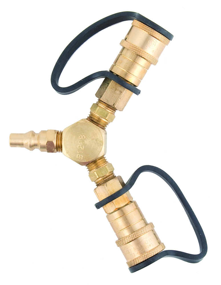 PROPANE  Y ADAPTER 1/4" QD MALE X QD FEMALE X QD FEMALE - Packaged