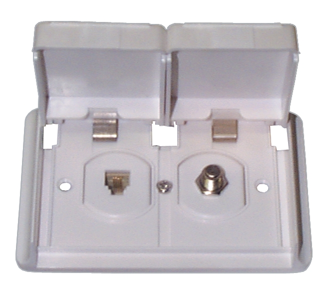 DUPLEX EXTERIOR TV/PHONE RECEPTACLE - WHITE