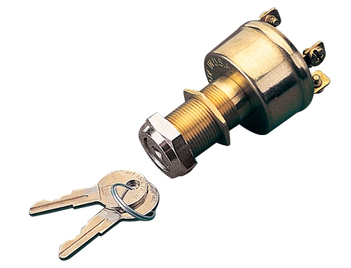 KEY SWITCH 3-POS BRASS  (MAGNETO)