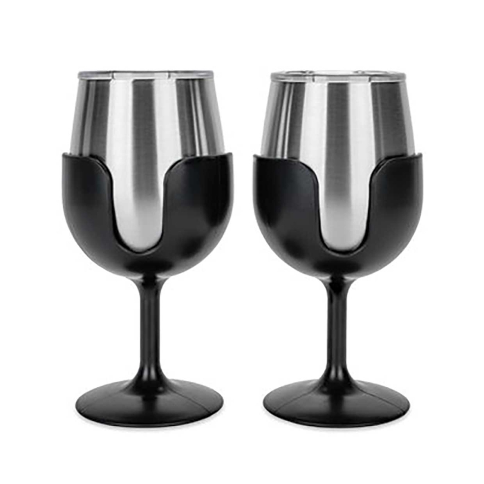 LIBATC Wine Tumbler - Black 8 oz. 2 Pack
