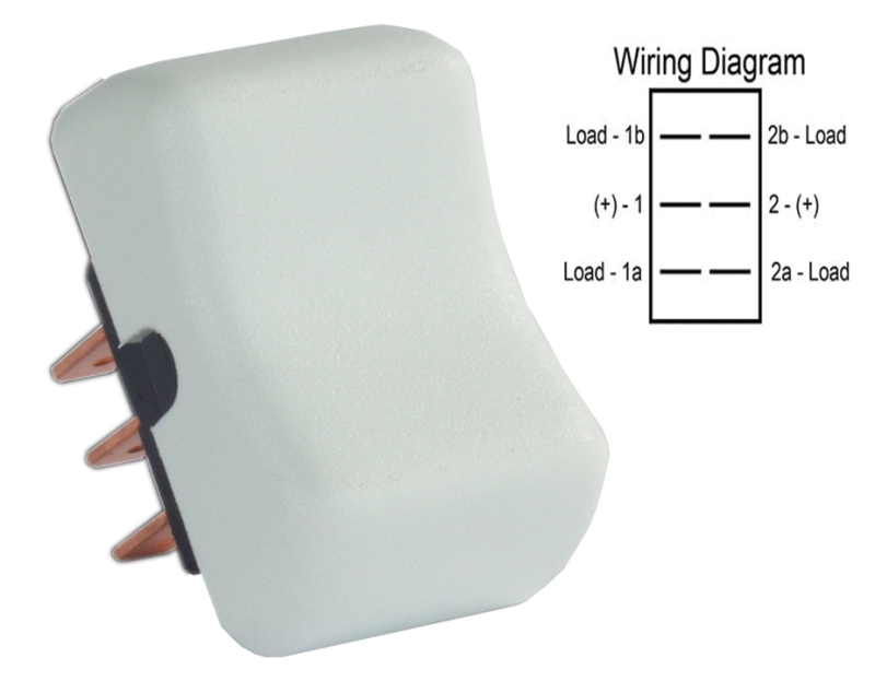 D P D T ON/ OFF/ ON MOMENTARY ROCKER SWITCH  WHITE