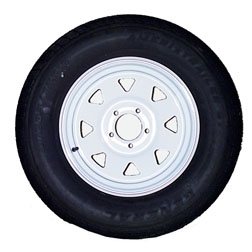 TIRE AND WHEEL ECO TRAIL BIAS PLY 5.30 X 12 LRC; WHITE SPOKE 5 HOLE