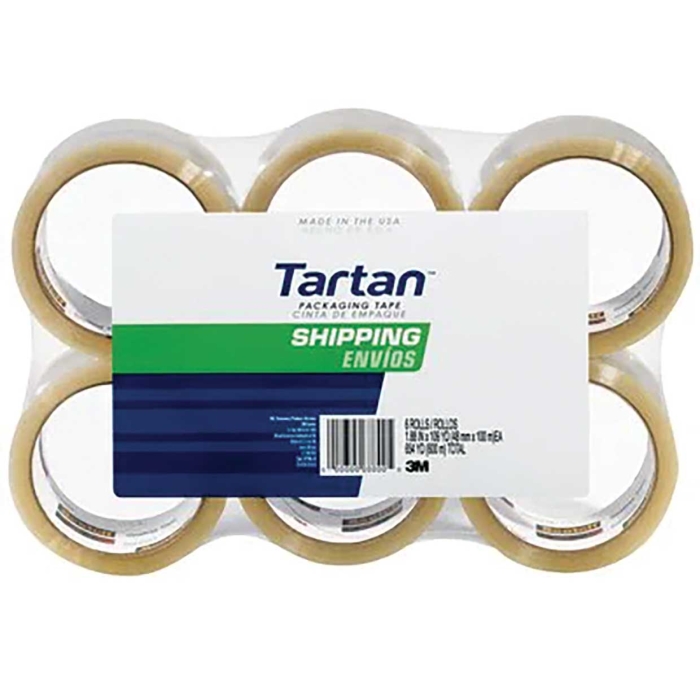 TARTAN SHIPPING PACKING TAPE 1.88" X 54.6 YDS CLEAR PACK OF 6