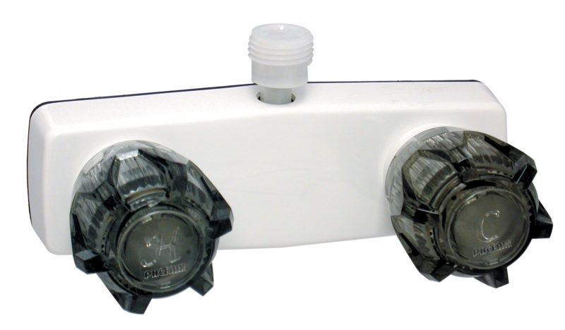FAUCET - SHOWER VALVE 4" WHT SMOKE HANDLE PLASTIC