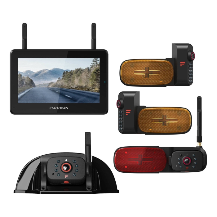 VISION S+ REAR OBSERVATION SYSTEM 7" MONITOR SIDE CAMERAS W/LED MARKER LIGHTS /SHARKFIN CAMERA/REAR CAMERA W/LED MARKER LIGHT FOS7HTAPM