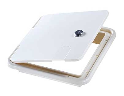 Large Locking Cable Hatch Rectangular - Polar White