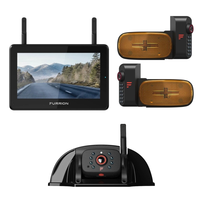 VISION S+ REAR OBSERVATION SYSTEM 7" MONITOR SIDE CAMERAS W/LED MARKER LIGHTS /SHARKFIN CAMERA(FOS7HTAEN)