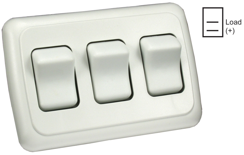 SWITCH ASSEMBLY TRIPLE ON/OFF ROCKER SWITCH WITH BEZEL  WHITE