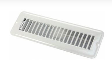 METAL FLOOR REGISTER  DAMPERED - 2" x 10" - White