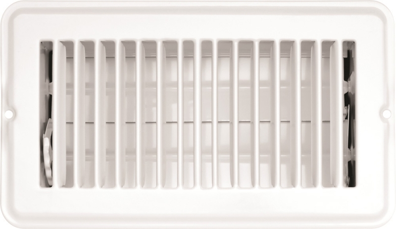 Vent Register  White Metal  Dampered  4" x 8"