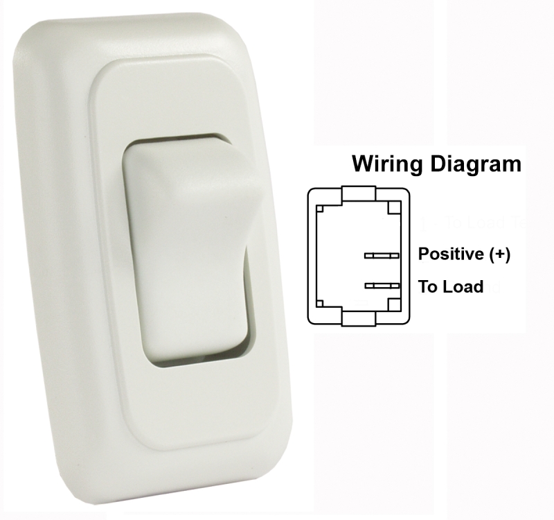 SWITCH ASSEMBLY SINGLE ON/OFF ROCKER SWITCH WITH BEZEL  WHITE