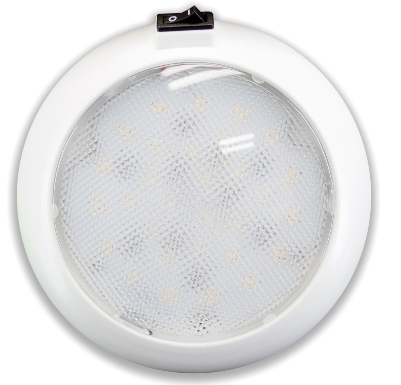 ROUND DOME LIGHT 21 WHITE/9 RED LED W/ SWITCH WHITE HOUSING