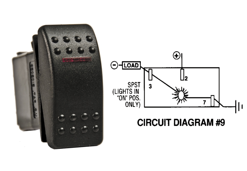 CONTURA II ILLUMINATING ROCKER SWITCH WEATHER RESISTANT OFF/ON SINGLE POLE