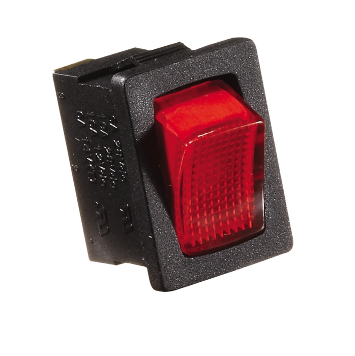 Rocker Switch On/Off Illuminated Black/Red 20 Amp