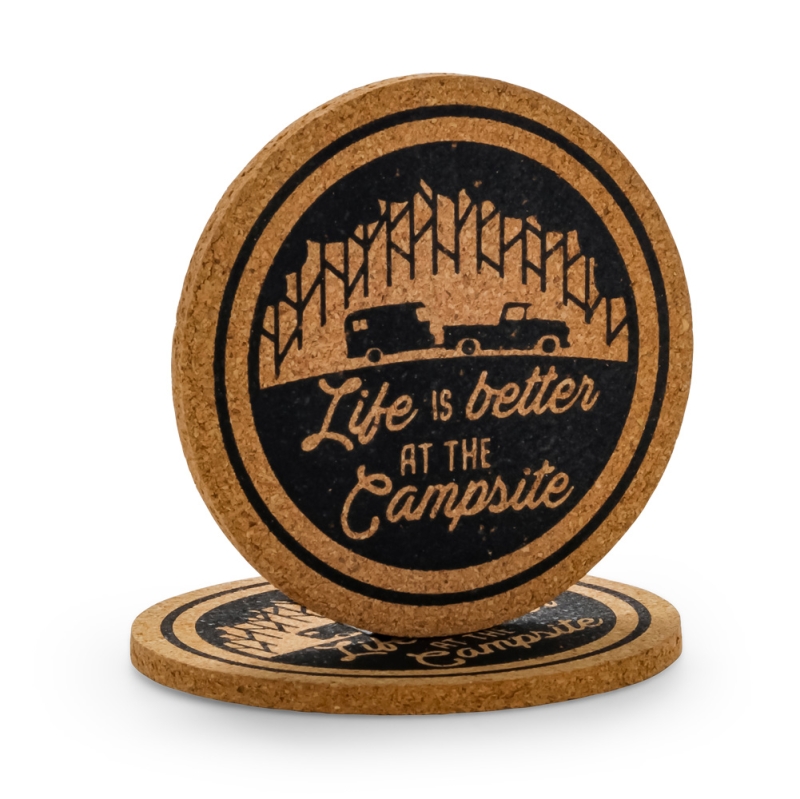 Coaster  Cork - Truck+Trailer Pattern "Life Is Better At The Campsite"