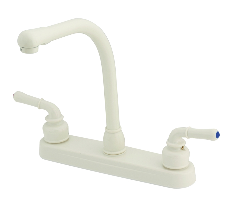 Faucet - Kitchen 8" Non-metallic w/teapot handles and hi-rise spout biscuit finish