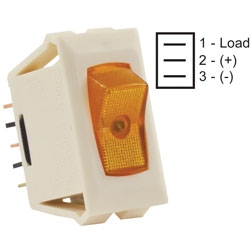 SWITCH ON/OFF ILLUMINATED AMBER/IVORY 1/PKG 12V