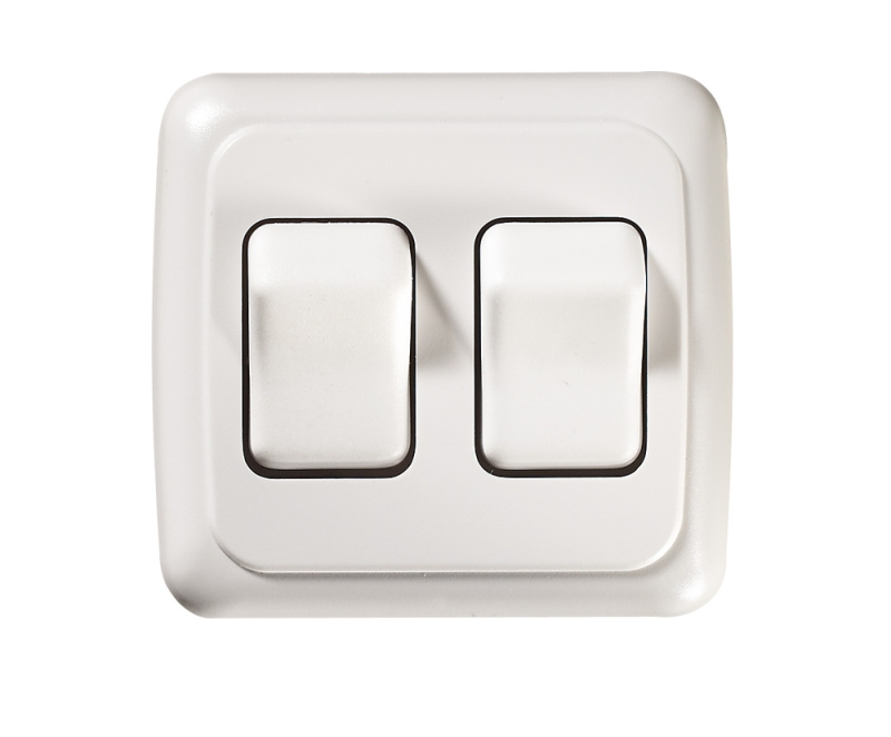 Contoured Wall Switch  White  Double On/Off SPST