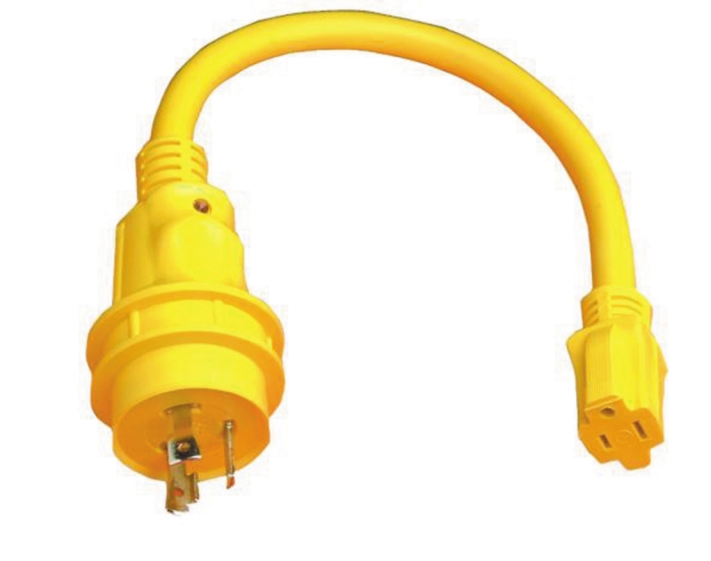 Pigtail Adapter w/ LED Indicator 15F Straight Blade - 30M Locking 125V